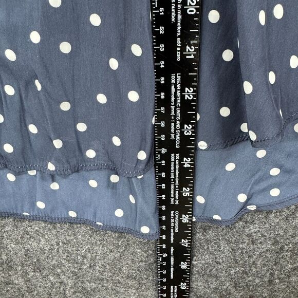 Gerard Darel Blouse Women's 40 Navy Blue Polka Dot Buttons - Picture 5 of 9